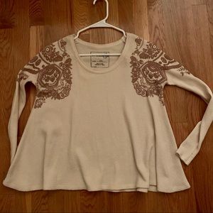 Free People waffle long sleeve top